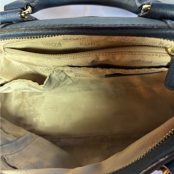 Michael Kors Navy Blue Saffiano Leather Dome Satchel - Picture 10 of 15